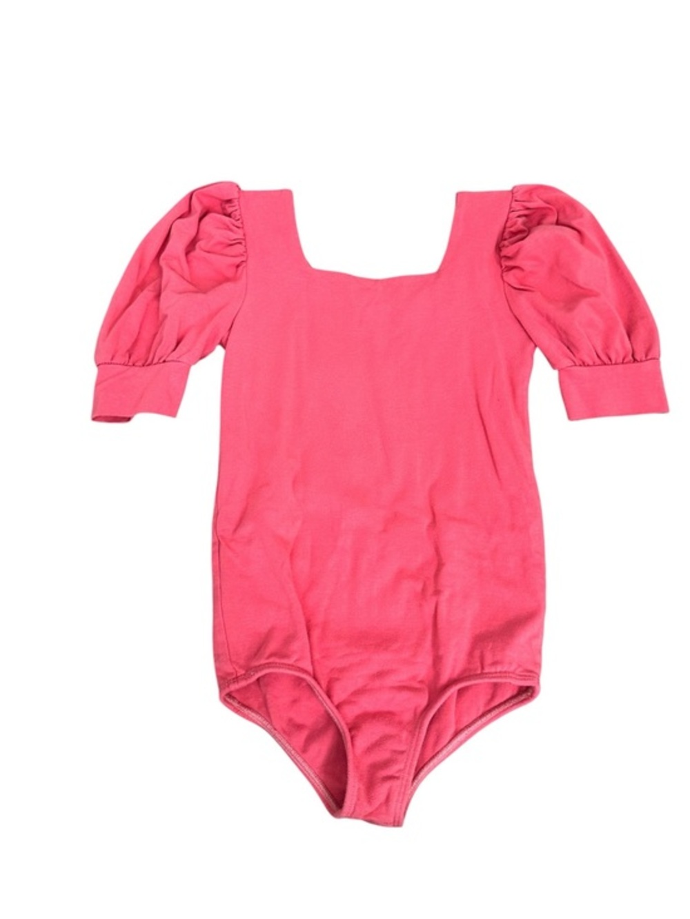 Girls Pink Puff-Sleeve Short Sleeve Tee Bodysuit